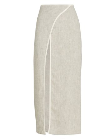 Matthew Bruch Bounded Linen Midi Skirt | INTERMIX®