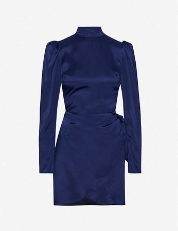 REFORMATION - Josefine puffed-sleeve silk-satin mini dress | Selfridges.com