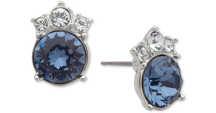 Givenchy Silver-tone Crystal & Blue Stone Stud Earrings in Metallic