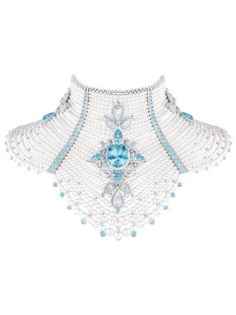 Blue gem choker necklace