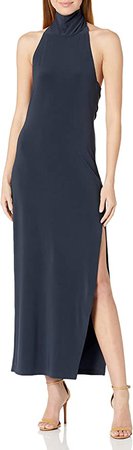 Amazon.com: Norma Kamali womens Halter Turtle Side Slit Gown Cocktail Dress, Pewter, XX-Small US : Clothing, Shoes & Jewelry