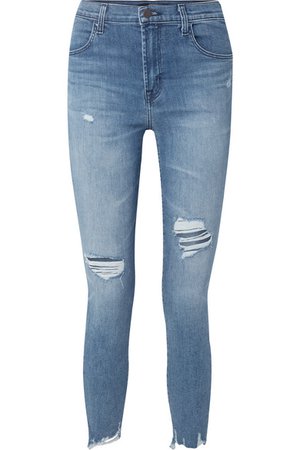 J Brand | Alana cropped distressed high-rise skinny jeans | NET-A-PORTER.COM