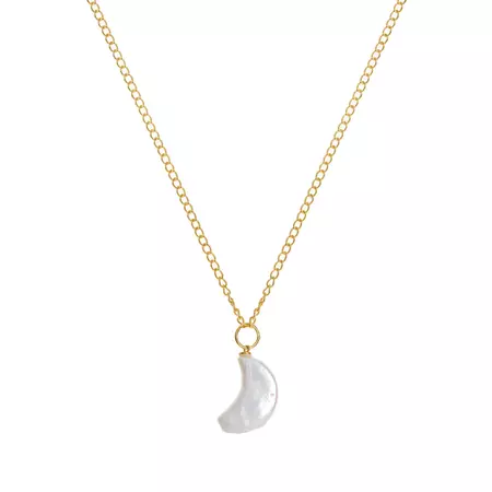 Moon Pearl Necklace 22Ct Gold Vermeil | freya rose | Wolf & Badger