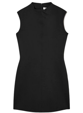 black mod mini dress