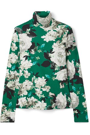 Erdem | Kelly floral-print ribbed stretch-jersey turtleneck top | NET-A-PORTER.COM