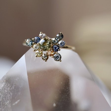 Mint & Orange Sapphire Cluster Ring – Bayou with Love