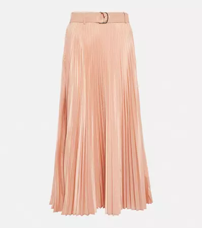 Pleated Silk Blend Midi Skirt in Pink - Max Mara | Mytheresa