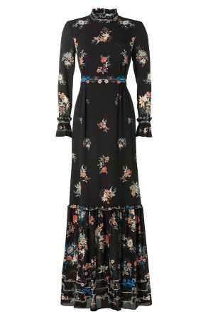 Floor-Length Printed Silk Dress Gr. UK 12