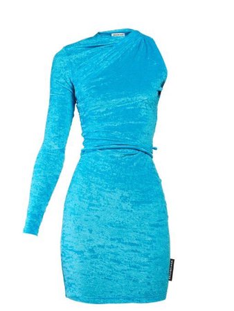 Long sleeve and sleeveless bright blue dress