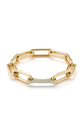 18k Yellow Gold Identity Bracelet With Diamond Identity Bar By Robinson Pelham | Moda Operandi