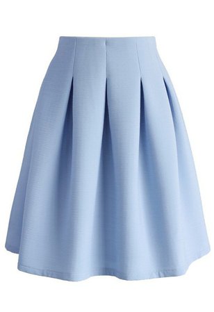 skirt, textured stripe airy pleated skirt in baby blue, pleated skirt, baby blue, stripes - Wheretoget