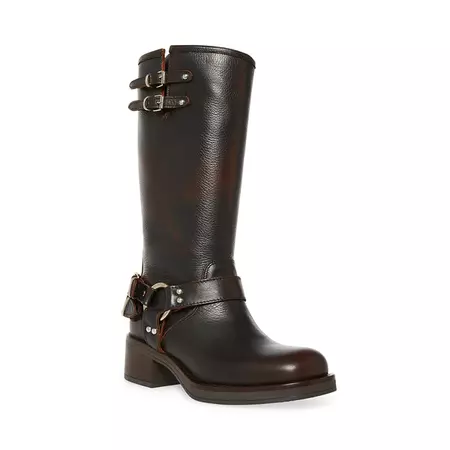 AXELLE Brown Leather Knee High Boot | Women's Boots – Steve Madden