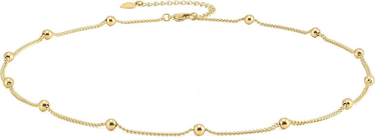 Amazon.com: Gold Choker Necklace for Women 18k Gold Plated Curb Ball Satellite Chain Dipped Short Chokers Dainty Layering Jewelry 16’’: Clothing, Shoes & Jewelry
