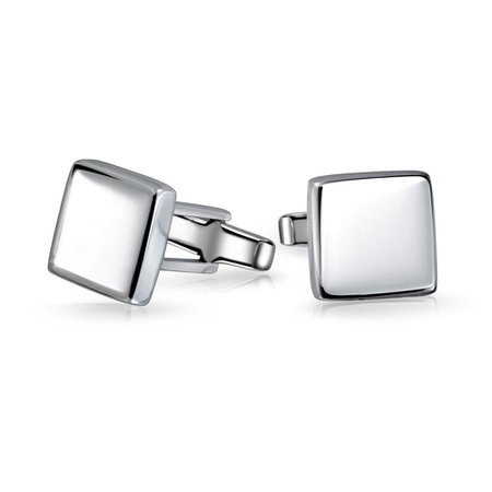 Solid Square Cuff links For Men Engravable Shirt Cufflinks High Polished 925 Sterling Silver Graduation Gift Hinge
