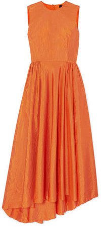 Damar Asymmetric Taffeta Maxi Dress - Orange