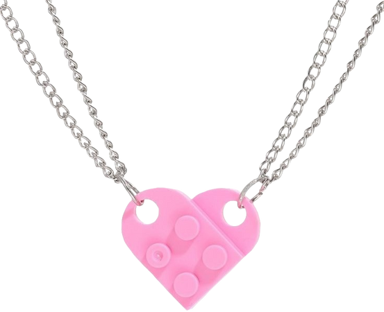 pink lego heart necklaces