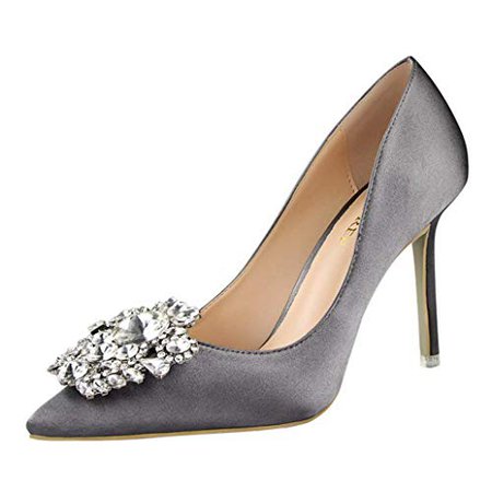 GCOCO Womens Pointed Toe Rhinestone Glitter Slip On Stilettos High Heel Pumps Comfy Cushioning Pump Shoes: Amazon.ca: Shoes & Handbags