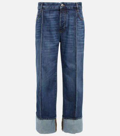 High Rise Cropped Straight Jeans in Blue - Bottega Veneta | Mytheresa