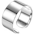 925 Sterling Silver Ring 10mm Flat Plain Wide Band Ring Adjustable Men Women Jewelry|Amazon.com