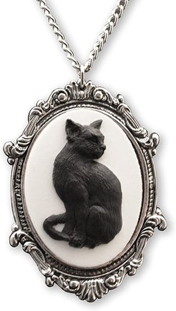 Amazon.com: Black Cat Cameo in Antique Silver Finish Pewter Frame Pendant Necklace : Clothing, Shoes & Jewelry