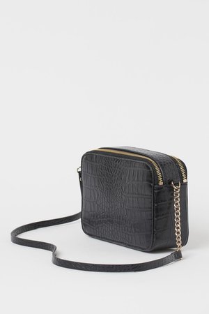 Shoulder Bag - Black/crocodile-patterned - Ladies | H&M US