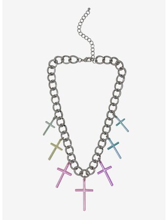 pastel cross chain necklace