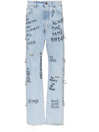 FAITH CONNEXION graffiti-print jeans