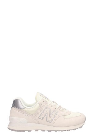 New Balance White Suede And Fabric 574 Sneakers
