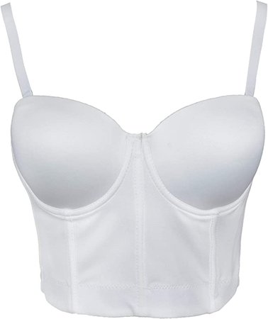 Amazon.com: ELLACCI Women White Smooth Push up Bustier Crop Top Corset Bra with Detachable Straps Large: Clothing, Shoes & Jewelry