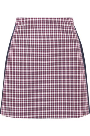 Burberry | Satin-trimmed checked cotton-blend mini skirt | NET-A-PORTER.COM