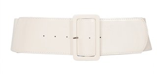 Plus Size Wide Patent Leather Fashion Belt White | eVogues Apparel