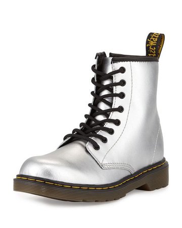 Doc Martens Delaney Metallic Silver Leather Military Boot