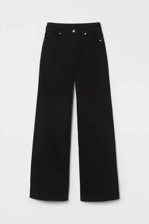 Wide twill trousers - Black - Ladies | H&M IE