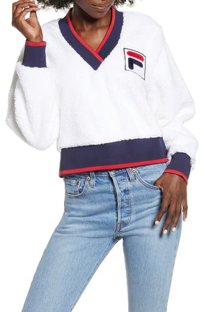 FILA Sylvia Crop Fleece Sweatshirt | Nordstrom