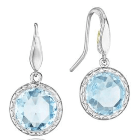 Blue gem dangle earrings