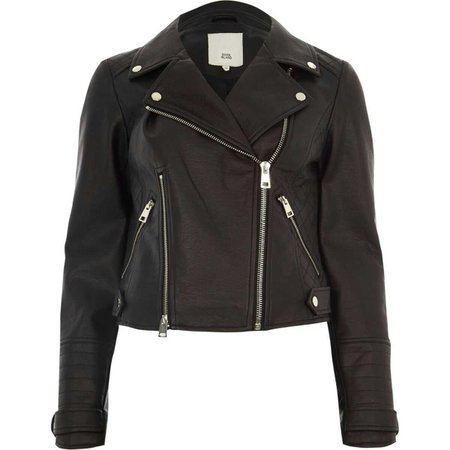 River Island Black faux leather biker jacket