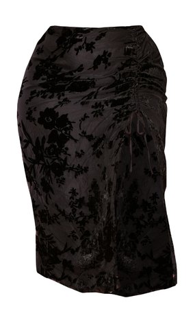 Plus Black Floral Devore Cross Split Maxi Dress | PrettyLittleThing USA