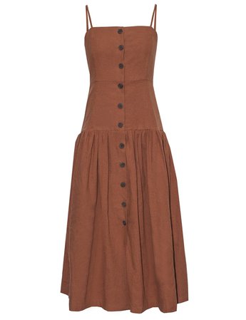 Carla Rust Midi Button Dress – Pixie Market