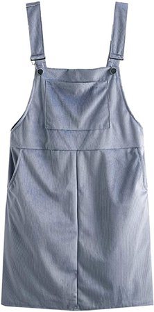 Amazon.com: MAKEMECHIC Women's Adjustable Straps Mini Corduroy Overall Dresses with Pocket: Clothing