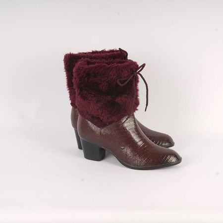 Dark plum chunky heel rain boots with faux fur trim size 7 moc | Etsy