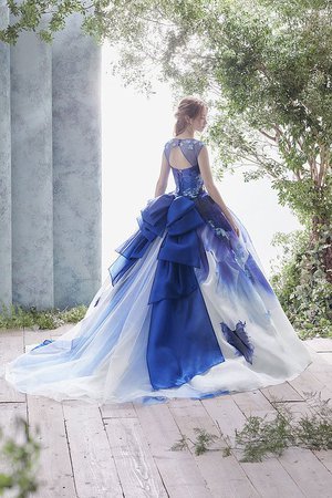 Royal blue and white ball gown