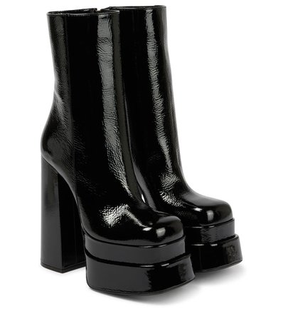 Versace - Aevitas leather platform ankle boots | Mytheresa