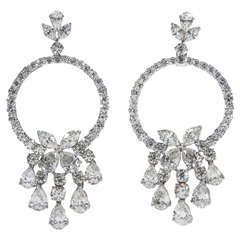 Diamond Platinum Butterfly Chandelier Earrings