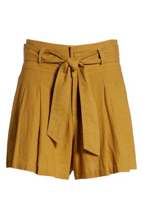 BP. High Waist Linen Blend Shorts (Regular & Plus Size) Tan Mustard