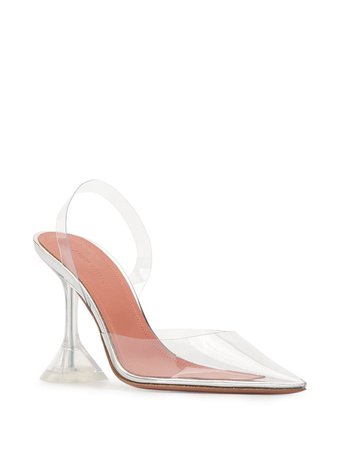 Shop silver Amina Muaddi Holliglass transparent pumps with Express Delivery - Farfetch