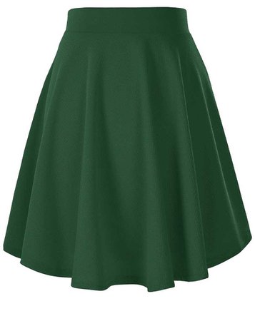Green Stretchy Flared Casual Mini Skater Skirt