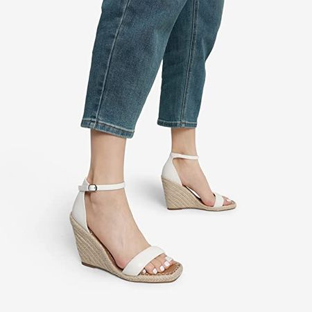 Amazon.com | DREAM PAIRS Womens Open Toe Espadrilles Dressy Platform Ankle Straps Wedges Sandals SDPW2355W,White,6.5 | Platforms & Wedges