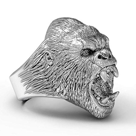 eejart Men's Stainless Steel Ring Vintage Animal Angry Gorilla Ring|Amazon.com