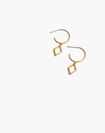 Glass-Inlaid Diamond Charm Mini Hoop Earrings