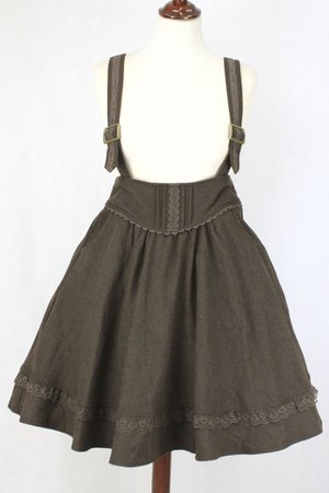 Axes Femme - Brown Wool Skirt with Suspenders [2nd Hand]